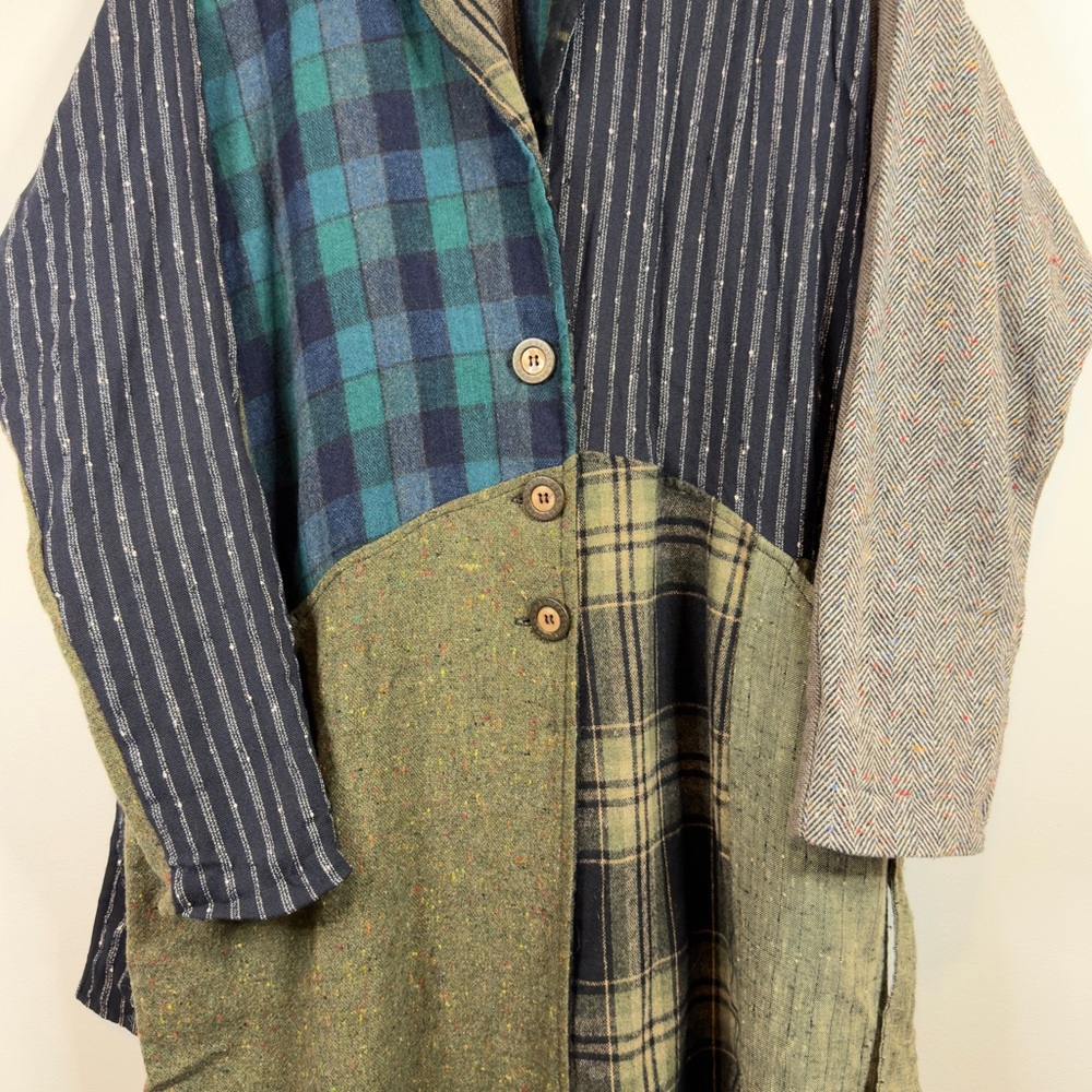 Boho Patchwork Textured Long Hippie Jacket Duster… - image 2